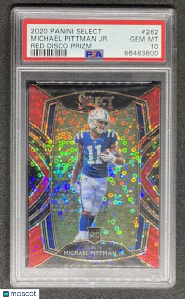 Michael Pittman Jr 2020 Select Club Level Red Disco Prizm #262 Rookie RC PSA 10