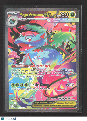 2023 Pokemon 151 Mega Venusaur EX Holo Secret Rare #177/132
