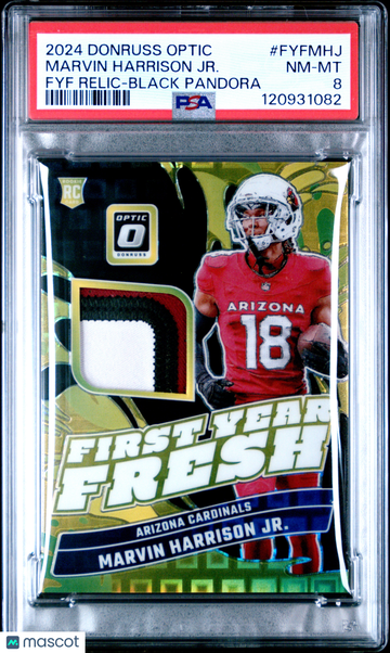 2024 Panini Donruss Optic First Year Fresh Relic Marvin Harrison JR. #FYFMHJ Fyf Black Pandora PSA 8