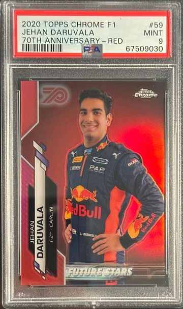 2020  Topps Chrome F1 Jehan Daruvala Red 70th Anniversary Refractor Rookie RC F2 Formula 1 Red Bull