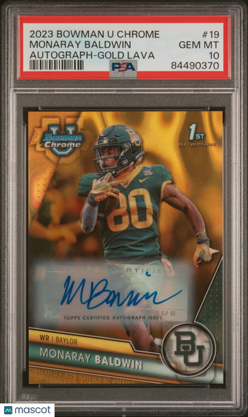 2023 Bowman University Chrome Monaray Baldwin #19 Autograph Gold Lava PSA 10