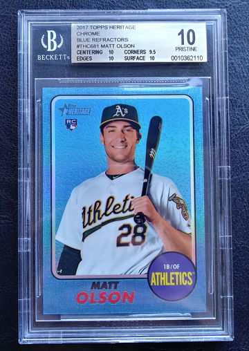 MATT OLSON 2017 TOPPS HERITAGE CHROME BLUE REFRACTOR /68 POP 1