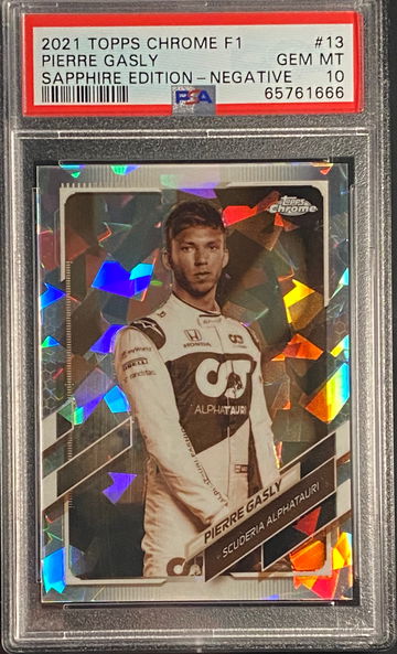2021 Topps Chrome Pierre Gasly Negative /100 Alpha Tauri F1 Formula 1 PSA 10