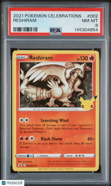 2021 Pokemon Celebrations Reshiram PSA 8 #002