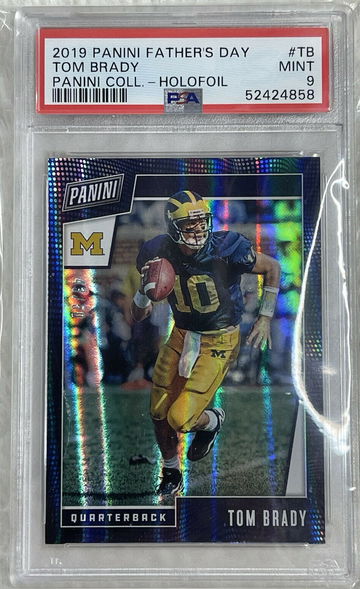 Tom Brady 2019 Panini Father's Day Collection Holo Prizm #43/50 PSA 9