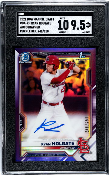 2021 Bowman Chrome Draft Ryan Holgate CDA-RH Auto Purple Refractor numbered 246/250