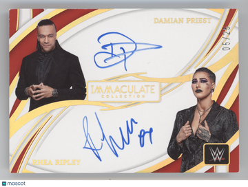 2022 Panini Immaculate Collection Dual Auto Rhea Ripley Damian Priest #DA-JMD /25