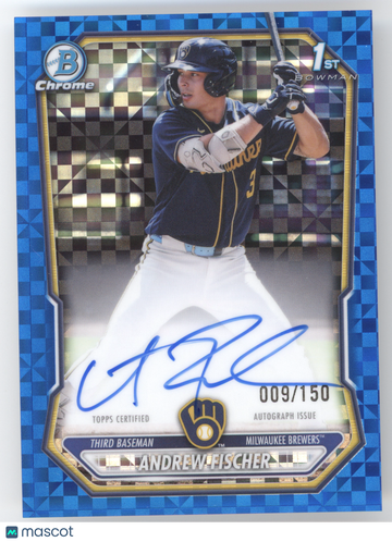 2026 Bowman Chrome Prospect Autograph Andrew Fischer #CPA-AF Blue X-Fractor /150 1st Bowman