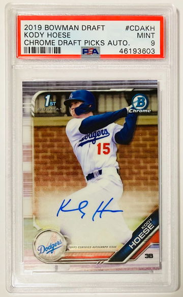 Kody Hoese 2019 Bowman Draft Chrome 1st Rookie RC #CDAKH AUTO PSA 9 MINT Los Angeles Dodgers 