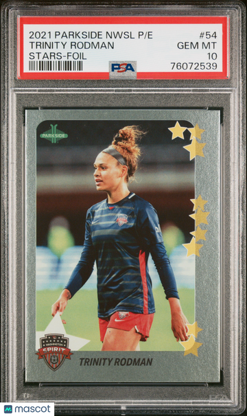2021 Parkside Nwsl Premier Edition Stars Trinity Rodman #54 Stars Foil PSA 10
