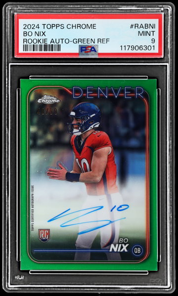 2024 Topps Chrome Bo Nix Rookie Autograph Green Refractor PSA 9