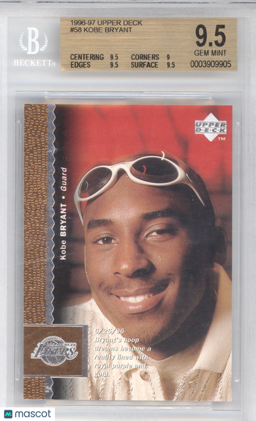 1996 Upper Deck Kobe Bryant #58 RC BGS 9.5