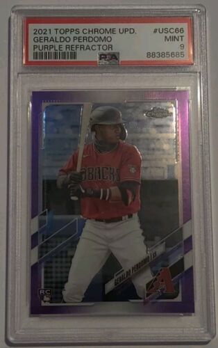2021 Topps Chrome Update Geraldo Perdomo #USC66 Purple Refractor PSA 9