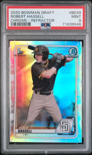2020 TOPPS BOWMAN DRAFT ROBERT HASSELL CHROME REFRACTOR #BD39 PSA 9