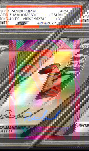 2017 Prizm Rookie Autographs #PM Patrick Mahomes II Pink Prizm Auto PSA 10