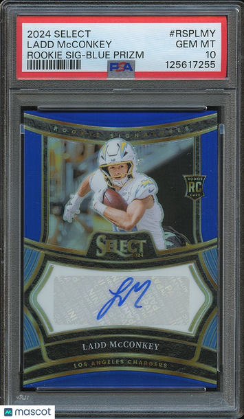 2024 Select Ladd Mcconkey #RSPLMY Blue Prizm Rookie PSA 10 Panini Authentic