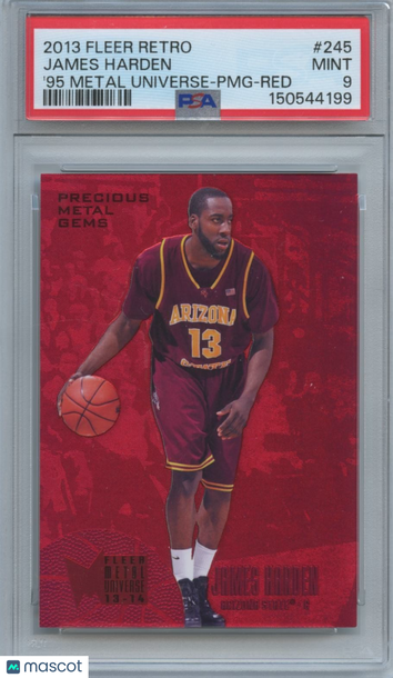 2013 Fleer Retro James Harden #245 '95 Metal Universe PMG Red PSA 9