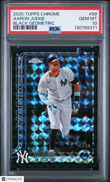 2025 Topps Chrome Aaron Judge #99 Black Geometric /10 Pop 1 PSA 10