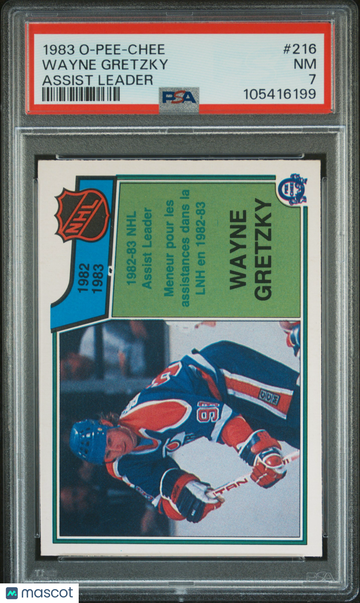 1983-84 O-Pee-Chee Wayne Gretzky #216 Assist Leader PSA 7