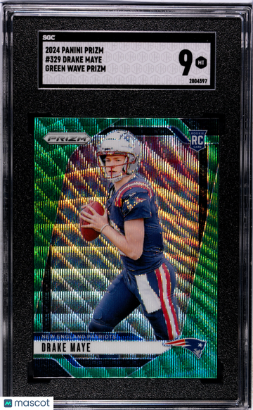 2024 Panini Prizm Drake Maye #329 Green Wave SGC 9