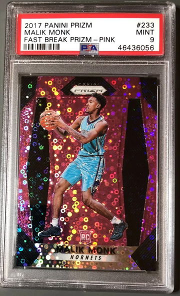 2017-18 Panini Prizm Malik Monk /50 Fast Break Pink PSA 9