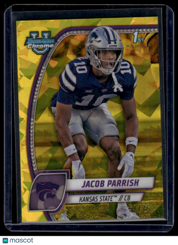 2024 Bowman University Chrome Sapphire Jacob Parrish #82 Yellow SN