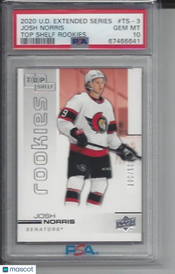2020 Upper Deck Extended Series Top Shelf Rookies Josh Norris #TS-3 PSA 10