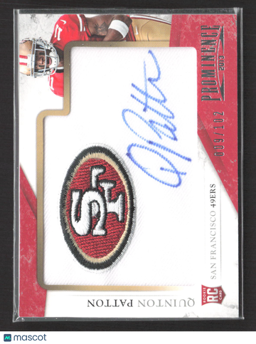 2013 Panini Prominence Quinton Patton #175 Patch 009/102 RC Auto