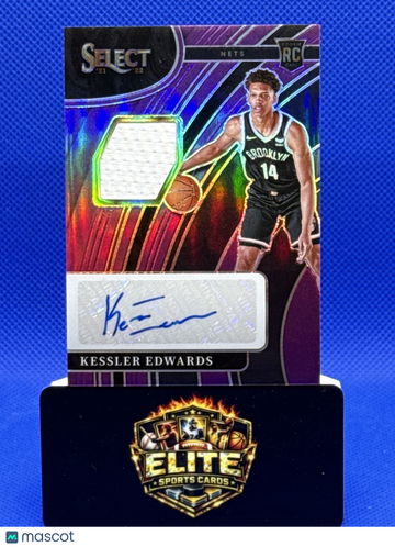 2021-22 Panini Select Kessler Edwards #RJ-KEW Rookie Jersey Autographs Purple Prizms SN MEM AU