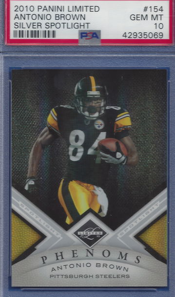 2010 Panini Limited Silver Spotlight Antonio Brown /50 #154 PSA 10  (BillsGridironGreats)