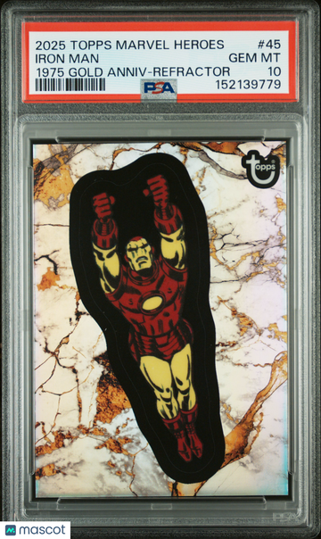 2025 Topps Marvel Comic Book Heroes 1975 Gold Anniversary Iron Man #45 PSA 10