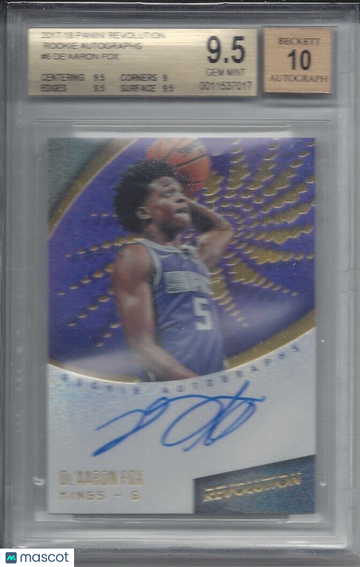 2017-18 Panini Revolution Rookie Autographs De'Aaron Fox #6 BGS 9.5 Auto 10
