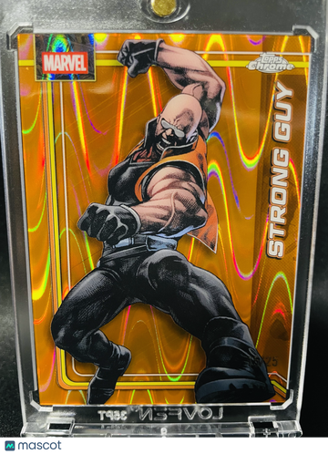 2026 Topps Chrome Marvel Strong Guy #170 Orange Wave Refractor 15/25 Trading Card