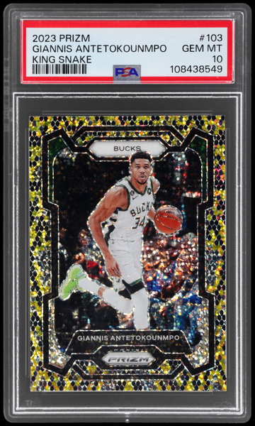 2023 Panini Prizm Giannis Antetokounmpo King Snake Prizm PSA 10