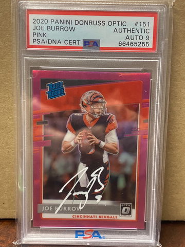 Joe Burrow Optic Pink Auto psa 9