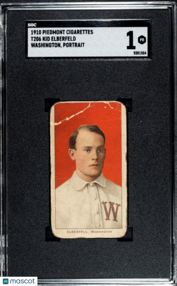 1910 Piedmont Cigarettes (T206) Kid Elberfeld Washington, Portrait SGC 1