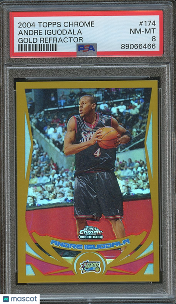 2004-05 Topps Chrome Andre Iguodala #174 Gold Refractor Parallel/Variety Rookie Base Set PSA 8