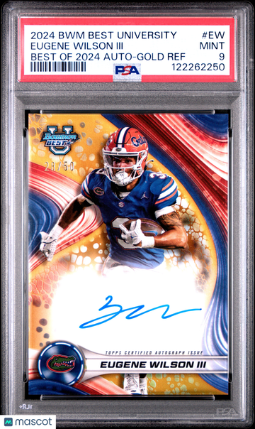 2024 Bowman Best University Best Of 2024 Autographs Eugene Wilson III #EW Gold Ref /50 PSA 9 Topps