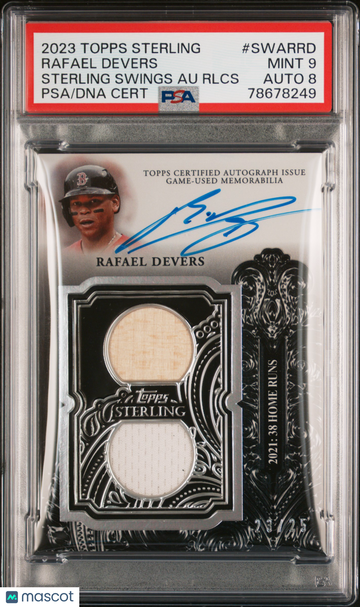 2023 Topps Sterling Sterling Swings Autograph Relics Rafael Devers #SWARRD Rlcs PSA 9 Auto 8