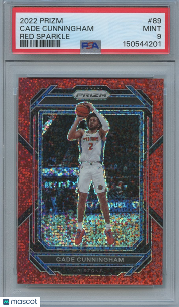 2022-23 Panini Prizm Cade Cunningham #89 Red Sparkle Prizm Parallel/Variety Base Set PSA 9