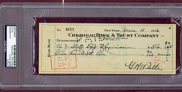 Babe Ruth Signed Check