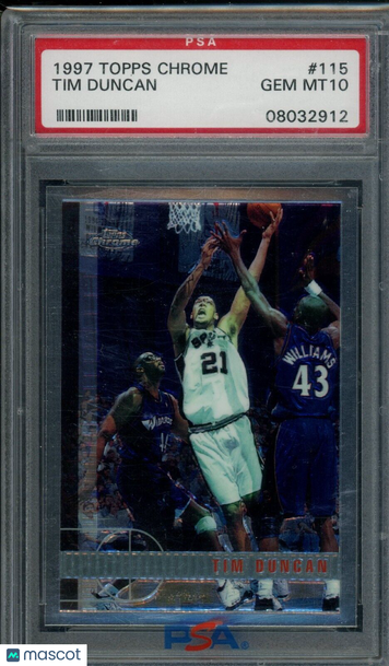 1997-98 Topps Chrome Tim Duncan PSA 10 #115 Rookie RC