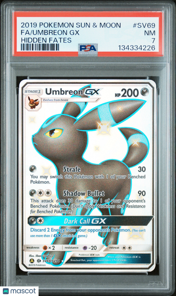 2019 Pokemon Sun & Moon Hidden Fates Umbreon GX Fa Hidden Fates PSA 7 #SV69