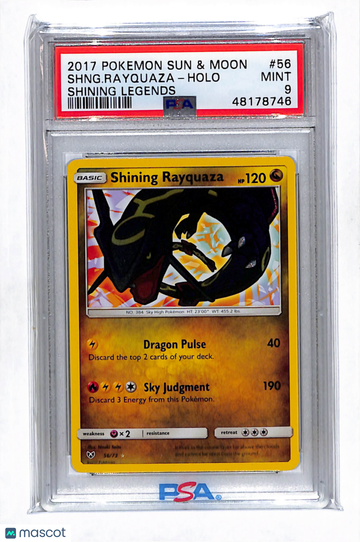2017 Pokemon Sun & Moon Shining Legends Shining Rayquaza Shining Legends-Holo PSA 9 #56