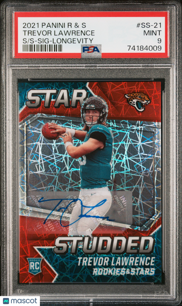 2021 Panini Rookies & Stars Star Studded Trevor Lawrence #SS-21 SIG Longevity /0 08/0/ 08// PSA 9