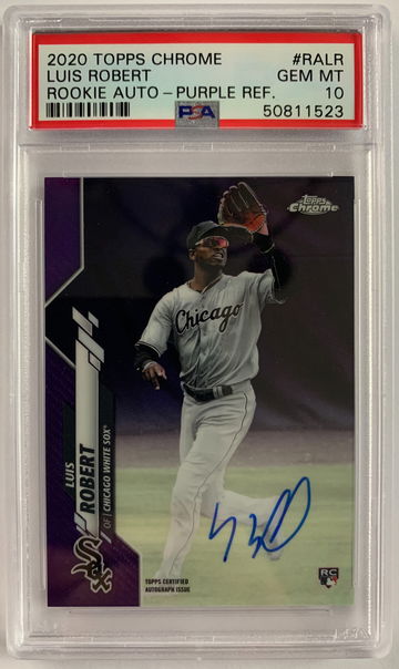 2020 Topps Chrome Luis Robert Rookie Auto - Purple Ref. PSA 10 Gem Mint