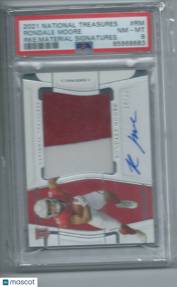 2021 Panini National Treasures Rookie Material Signatures Rondale Moore #RM RKE. Material PSA 8