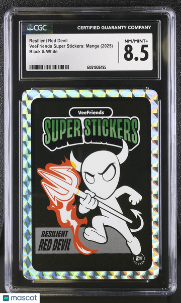 2025 Veefriends Super Stickers: Manga Resilient Red Devil Black & White CGC 8.5