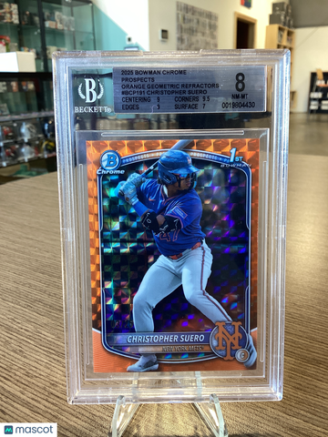 2025 Bowman Chrome Prospects Orange Geometric Refractors Christopher Suero #BCP191 BGS 8