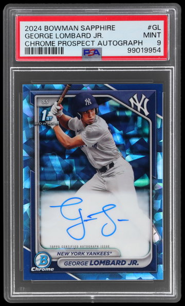 2024 Bowman Chrome Sapphire George Lombard Jr. Prospect Autograph PSA 9